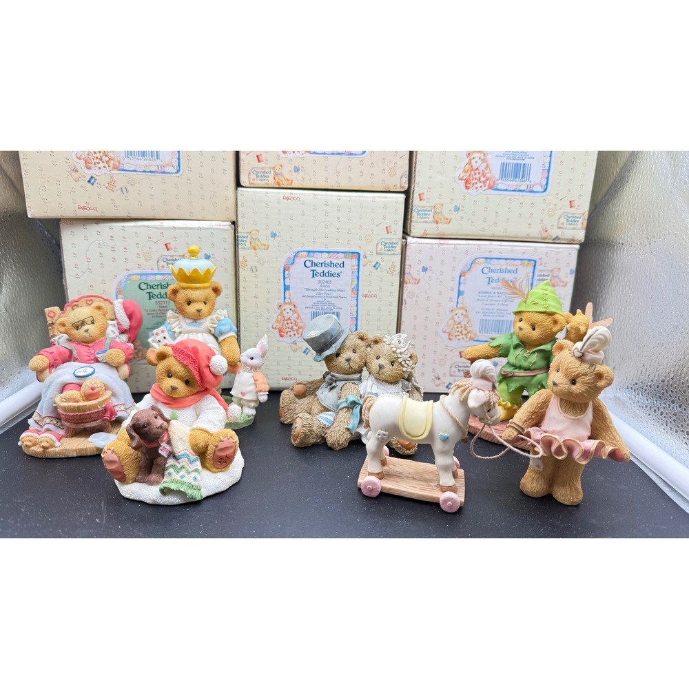 Lot of 6 Enesco Cherished Teddies Figurines Lee Tonya Brett Alice Wedding Santa